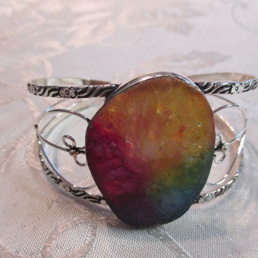 Agate Geode Slice Adjustable Bracelet - image 1
